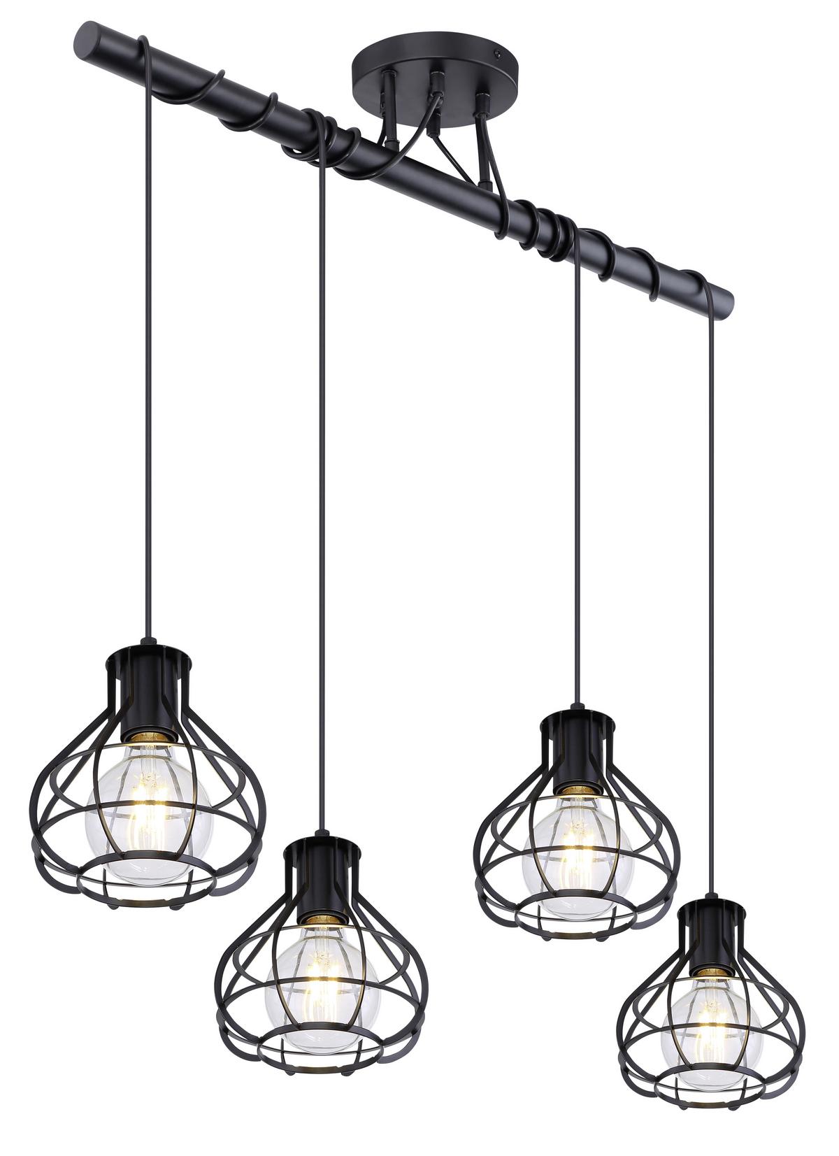 Deckenleuchte Clarista L: 80 Cm 4-Flammig - Schwarz, Trend, Metall (80/18/100cm) - Globo