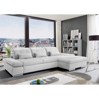 Rohová sedačka SANFINO, pravá, svetlosivá, bez funkcií - svetlosivá/chrómová, Konventionell, kov/kompozitné drevo (305/79-96/199cm) - Premium Living