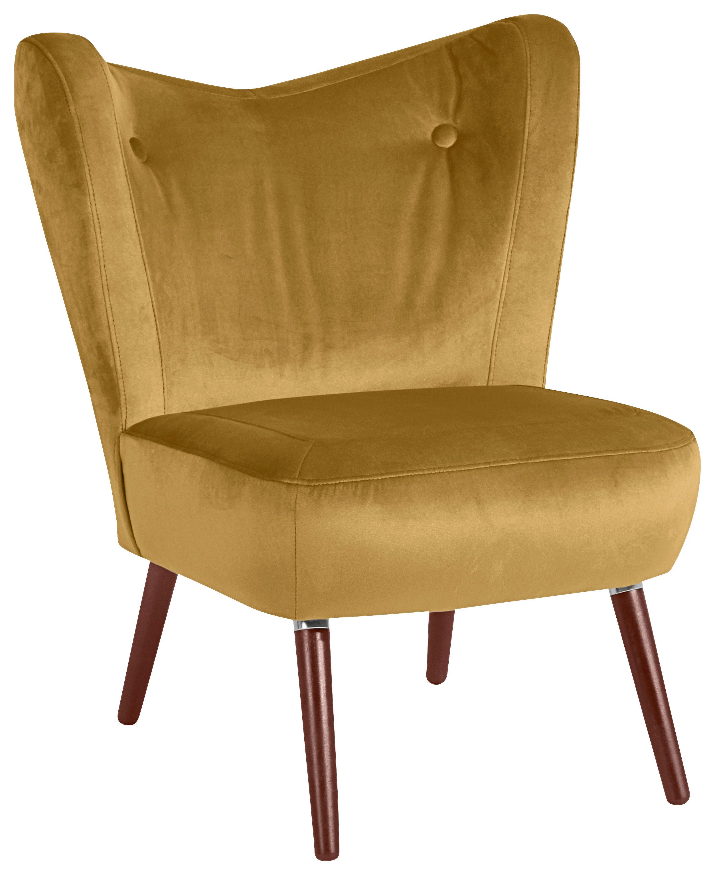 Polstersessel Sari Samt Gelb - Gelb/Nussbaumfarben, Design, Textil (70/86/69cm) - Max Winzer