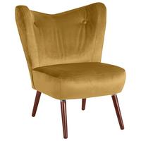 Polstersessel Sari Samt Gelb - Gelb/Nussbaumfarben, Design, Textil (70/86/69cm) - Max Winzer