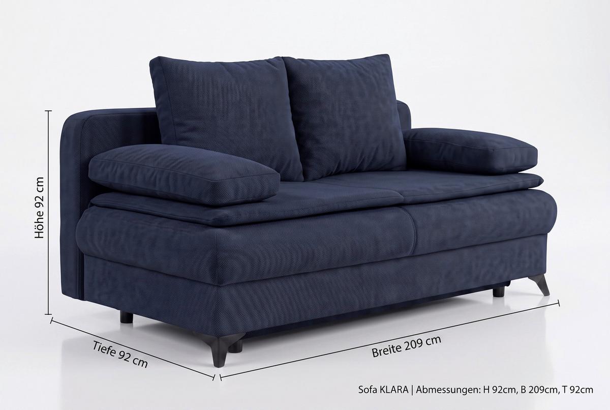 Rozkladacia pohovka KEN, tmavomodrá - čierna/tmavomodrá, Konventionell, kompozitné drevo/textil (209/105cm) - Based