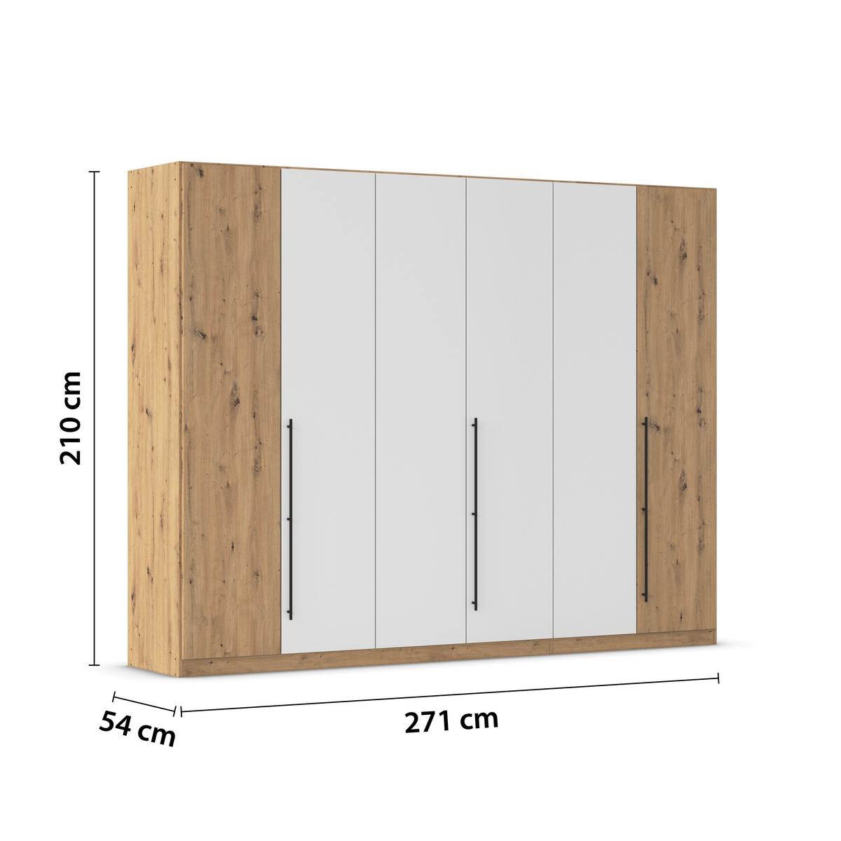 Kleiderschrank Safari B: 271 cm - Weiß/Eiche Artisan, KONVENTIONELL, Holzwerkstoff (271/210/54cm)