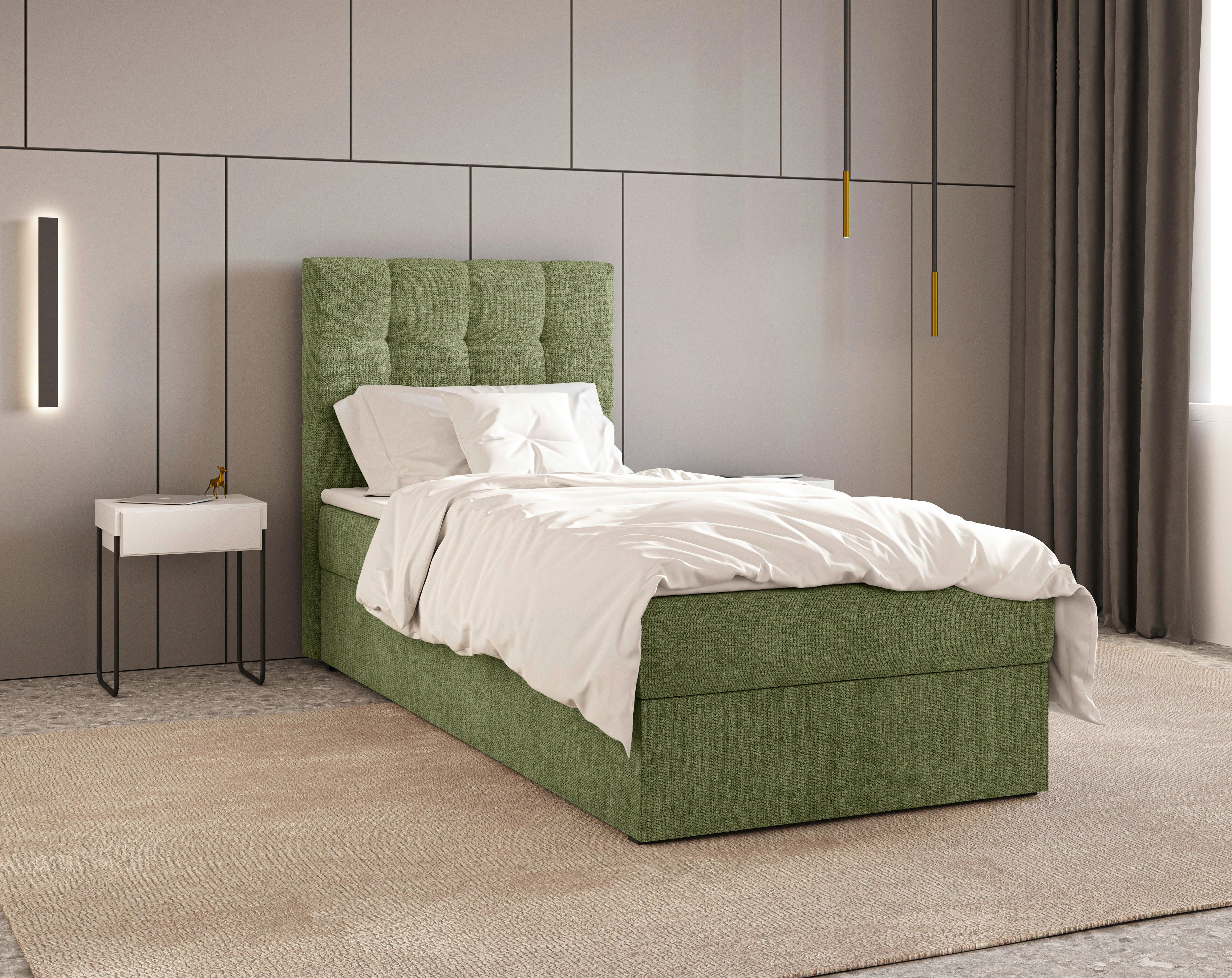 Boxbett Oslo mit Topper 90x200 - Dunkelgrün/Schwarz, MODERN, Holz/Kunststoff (90/200cm) - Livetastic