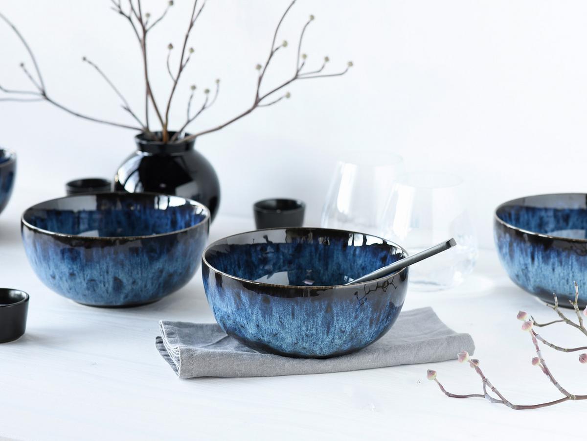Schüsselset Allround Magic blau, schwarz, Ø ca. 16 cm - Blau/Schwarz, Basics, Keramik (16/7,5cm) - Creatable