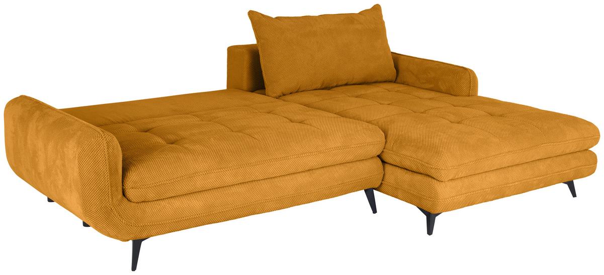 Ecksofa Wave - Senfgelb/Schwarz, MODERN, Holz/Textil (266/189cm)