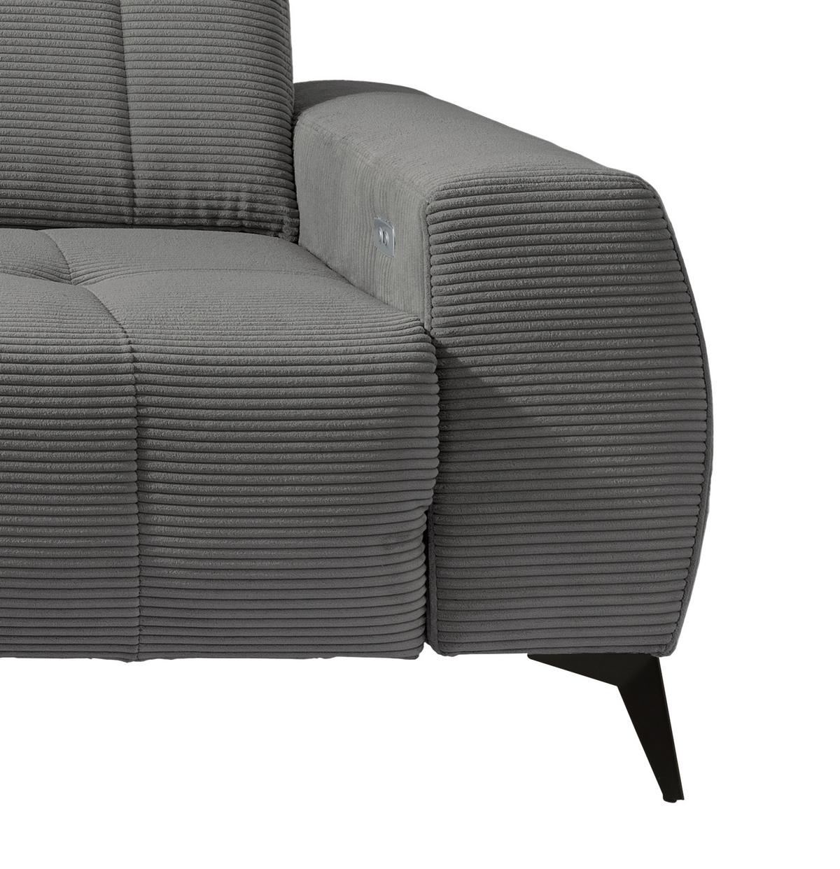 Ecksofa mit USB Anschluss Sano, Grau, S: 200x261 cm - Schwarz/Grau, MODERN, Textil (200/261cm) - Livetastic