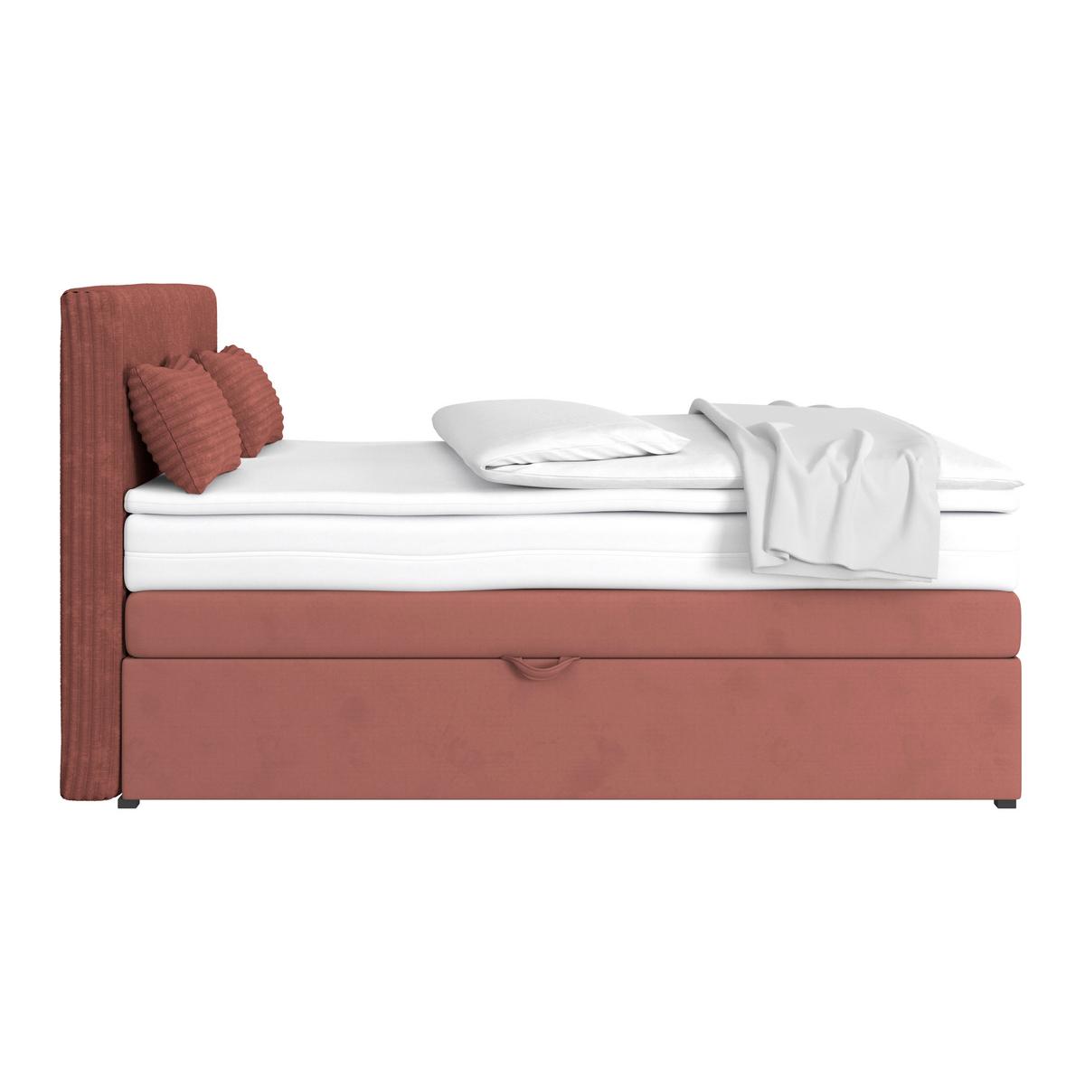 Boxspringbett mit Topper & Bettkasten 140x200 Rossa - Altrosa/Schwarz, MODERN, Holzwerkstoff/Textil (140/200cm)
