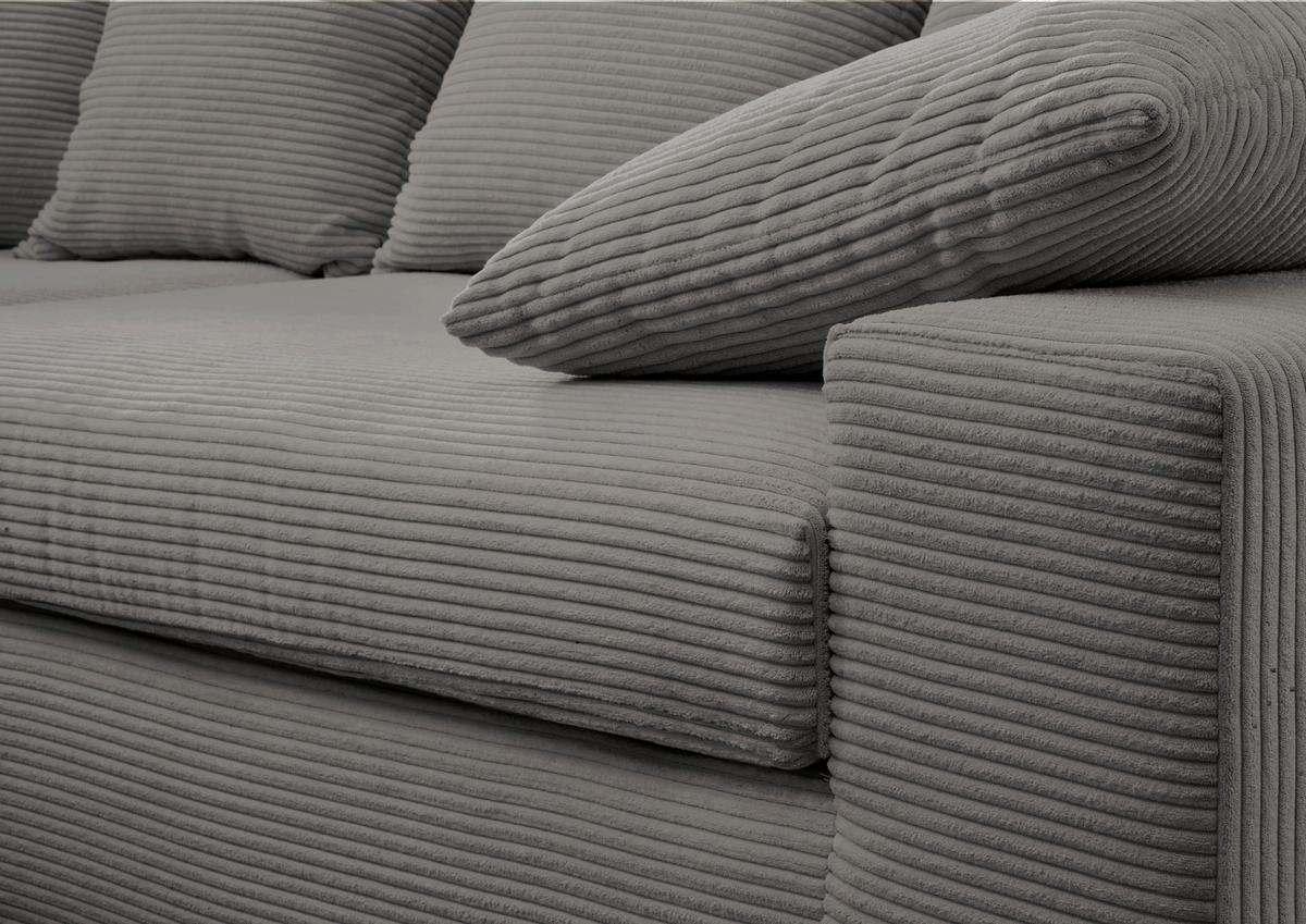 Viersitzer-sofa Avellino Grau B: 308 Cm - Schwarz/Grau, MODERN, Textil (308/80/140cm) - Livetastic