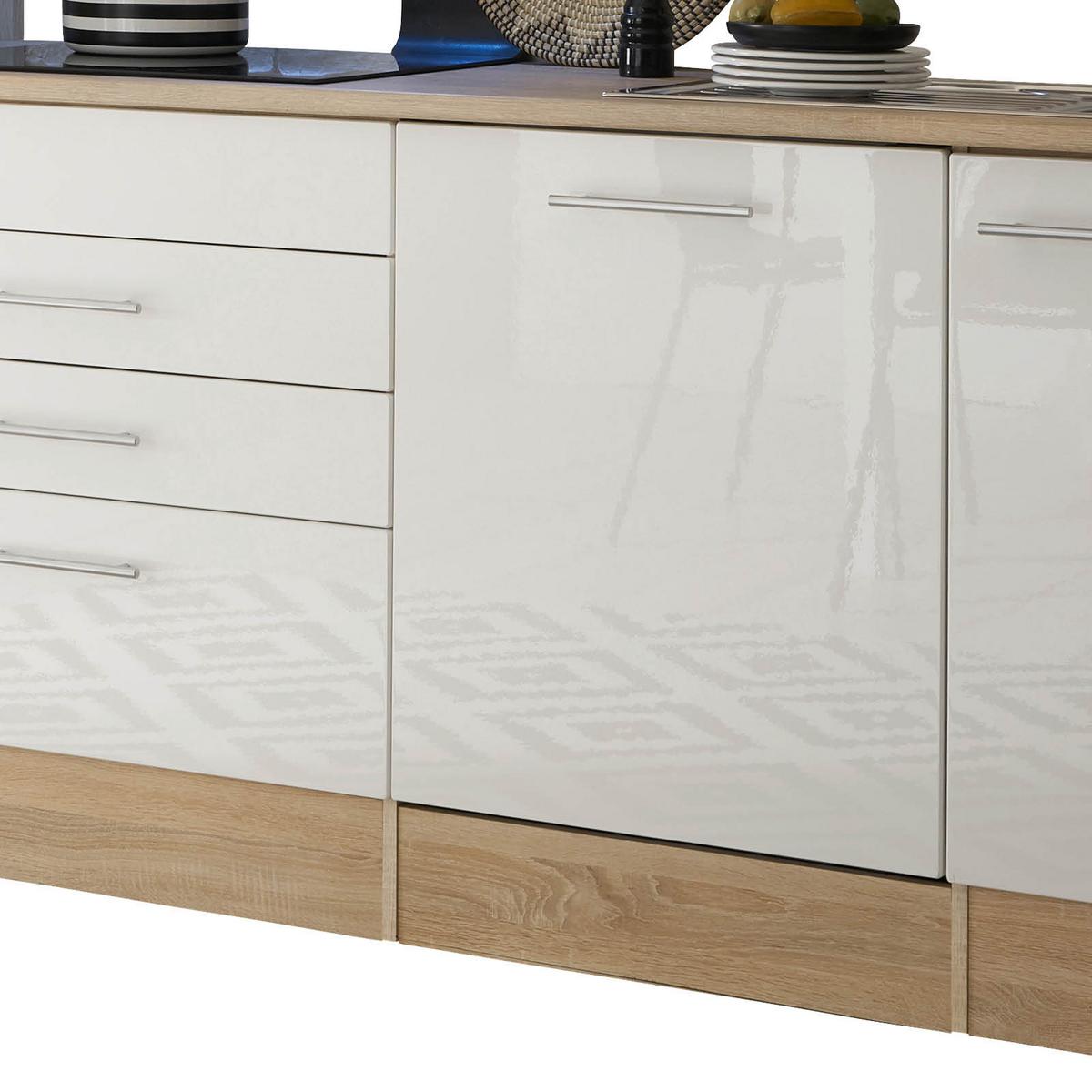 Küchenzeile Laurel mit Geräten 310 cm Weiß/Eiche Dekor - Weiß/Sonoma Eiche, MODERN, Holzwerkstoff (310cm) - MID.YOU