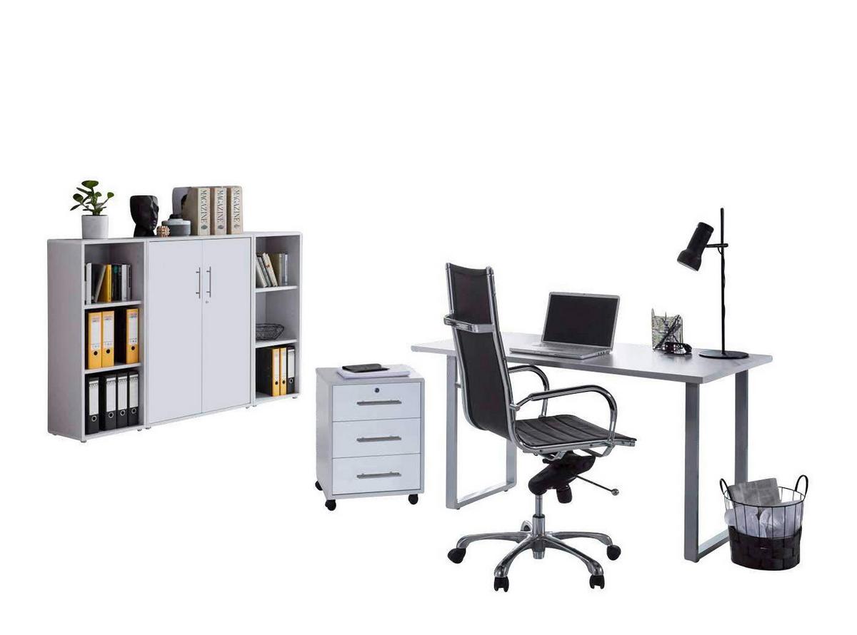 Büro Office Edition Grau/weiß - Weiß/Grau, MODERN, Holzwerkstoff/Metall - MID.YOU