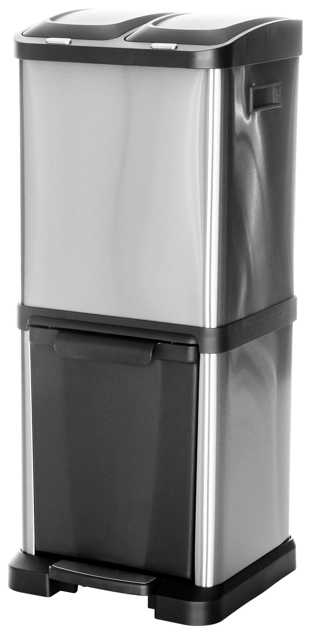 Abfallsammler Clean Vii - Silberfarben/Schwarz, Basics, Kunststoff/Metall (32/78/32cm) - MID.YOU