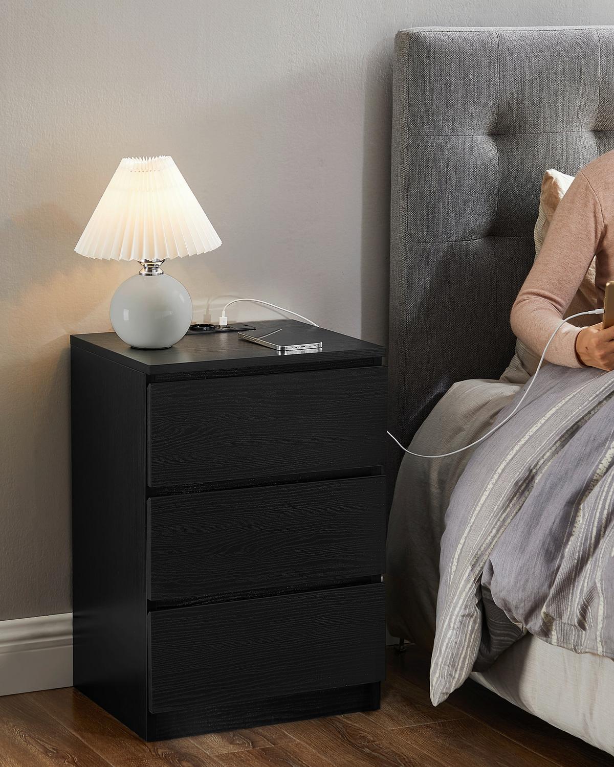 Nachtkästchenset Nightstand - Schwarz, MODERN, Holzwerkstoff (40/59/35cm) - MID.YOU