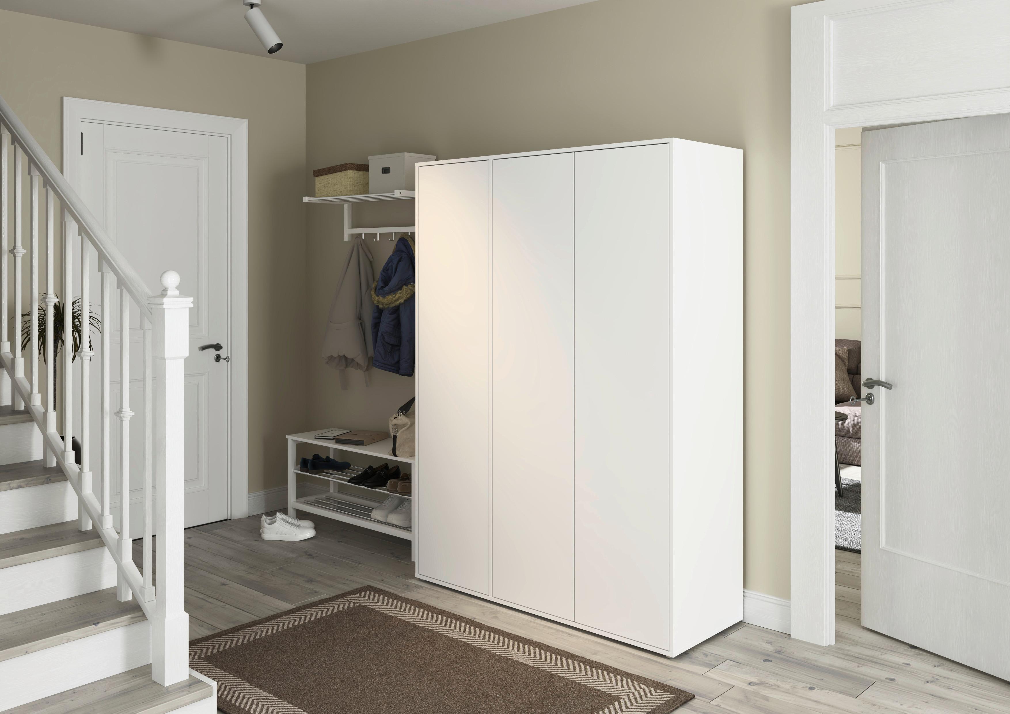 Drehtürenschrank Nabila Weiß B: 140 cm - Weiß, MODERN, Holzwerkstoff (140/194/53cm) - Rauch Möbel