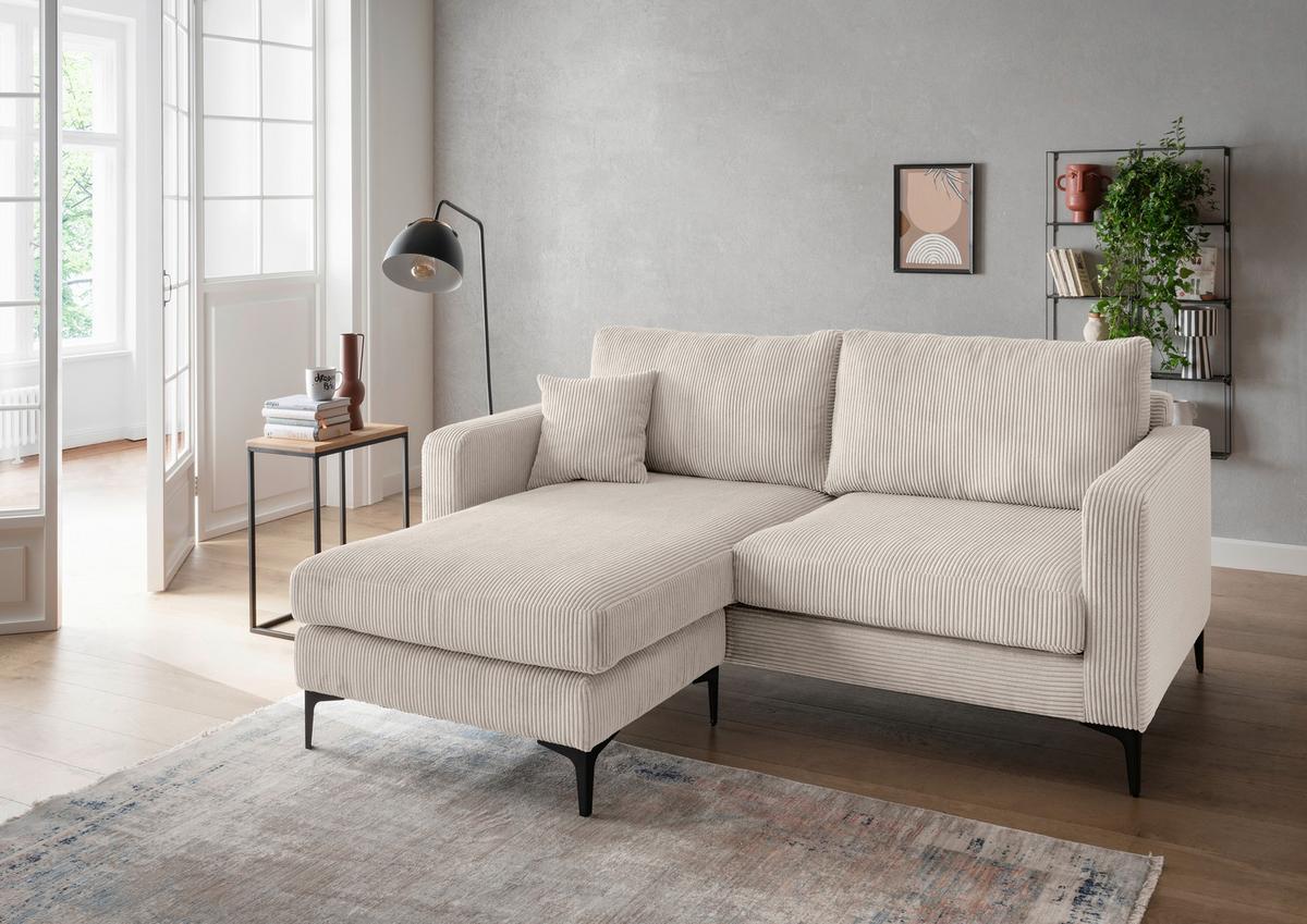 Ecksofa Eliza, Beige S: 204x153 cm - Beige/Schwarz, Basics, Textil (204/153cm) - Livetastic