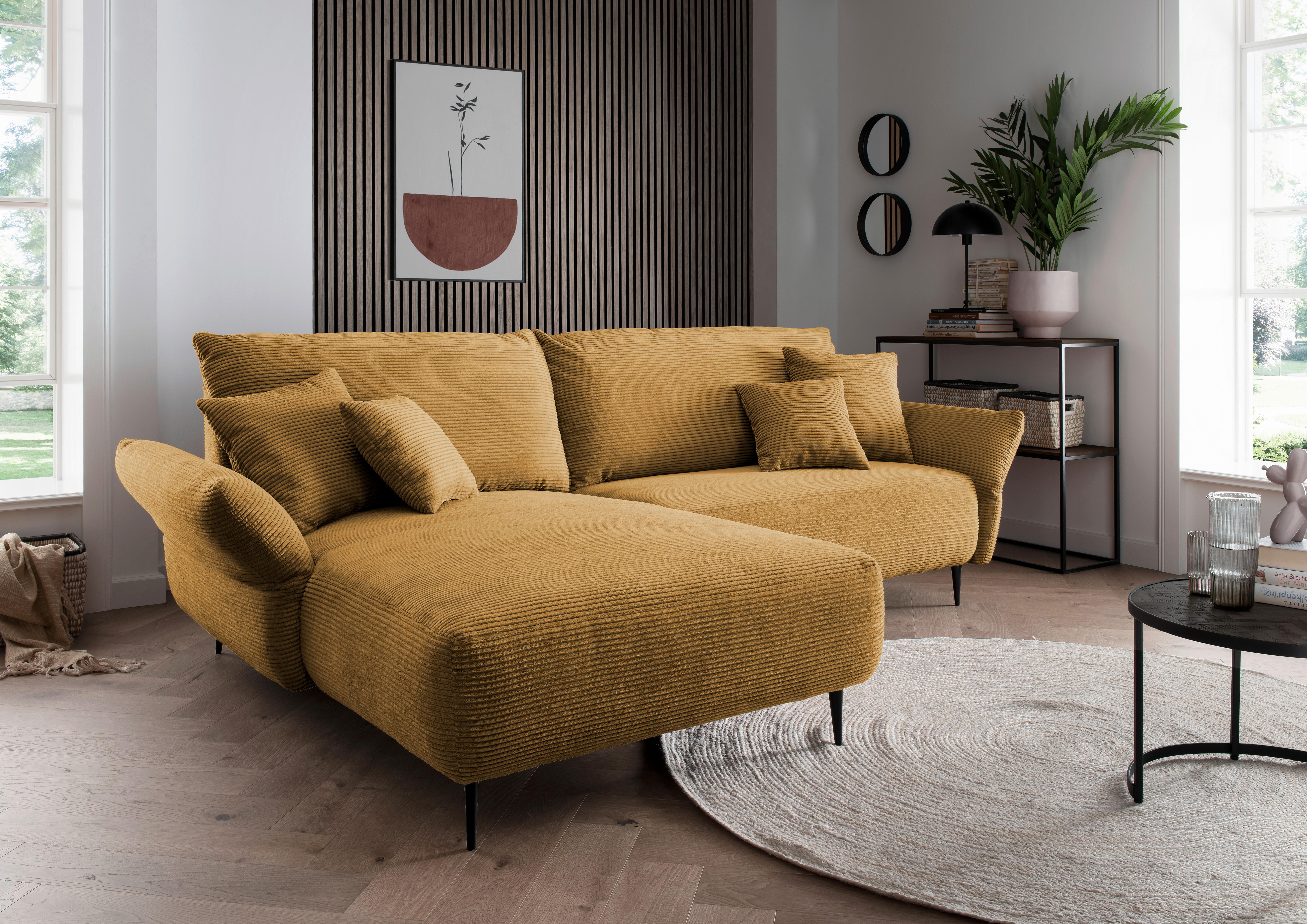 Ecksofa Vanilla Goldfarben S: 178/264-302 cm - Goldfarben/Schwarz, Design, Textil (178/264-302cm) - Livetastic