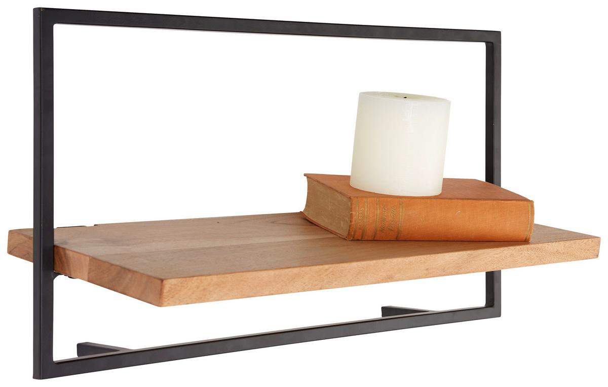 NÁSTĚNNÝ REGÁL ALIA -SB- - černá/barvy akácie, Moderní, kov/dřevo (65/35/25cm) - Mömax