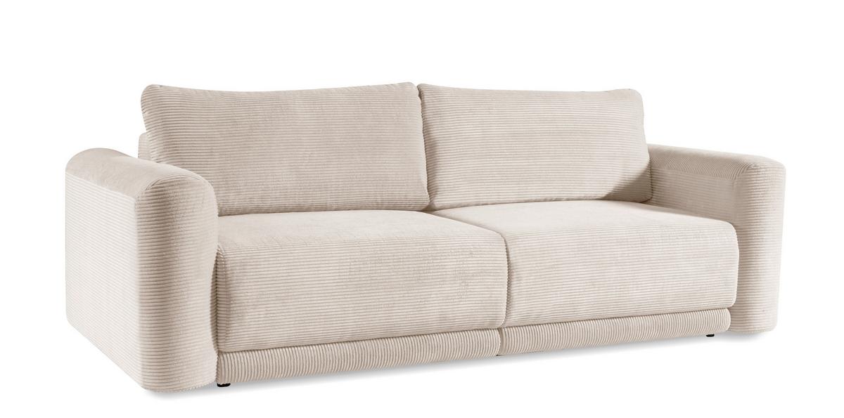 Schlafsofa Norman Creme B: 252cm - Creme/Schwarz, Design, Textil (252/93/167cm) - Livetastic