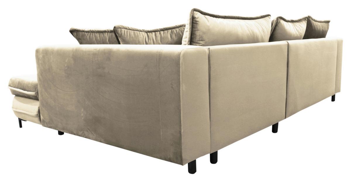 Eckschlafsofa Bello Beige Mit Schlaffunktion Ottomane Rechts - Beige/Schwarz, Design, Textil (277/187cm) - Livetastic