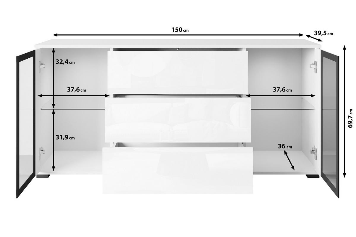 ŠIROKÁ KOMODA CARO 150 - čierna, Design, kompozitné drevo/plast (150/69,7/39,5cm) - Livetastic