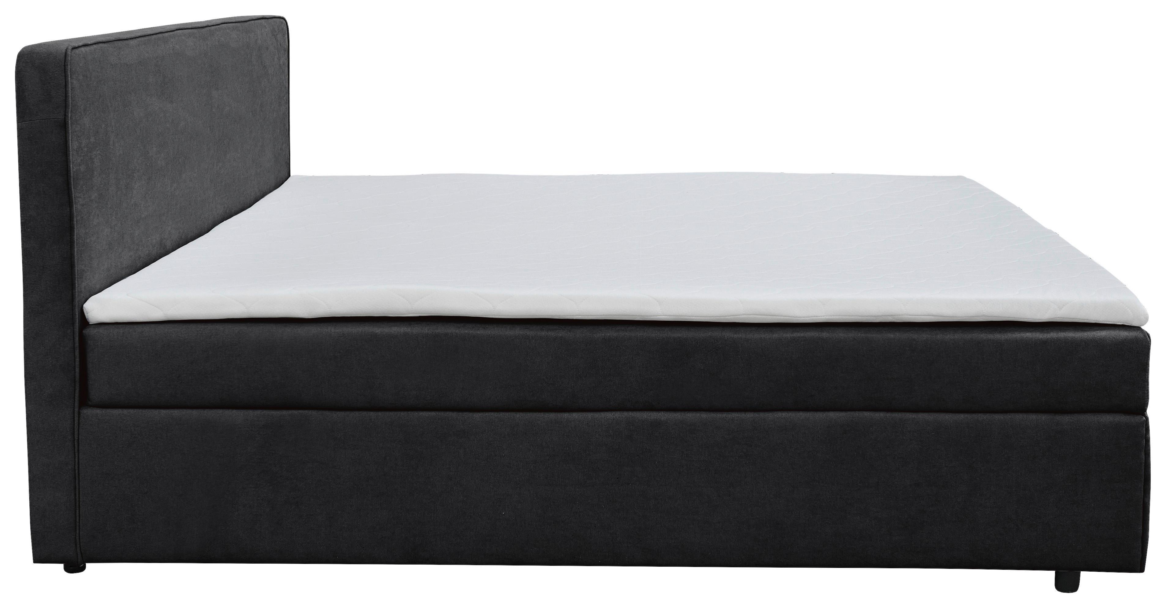 Boxbett Jubi 160-A - Anthrazit/Schwarz, KONVENTIONELL, Holz/Textil (160/200cm)