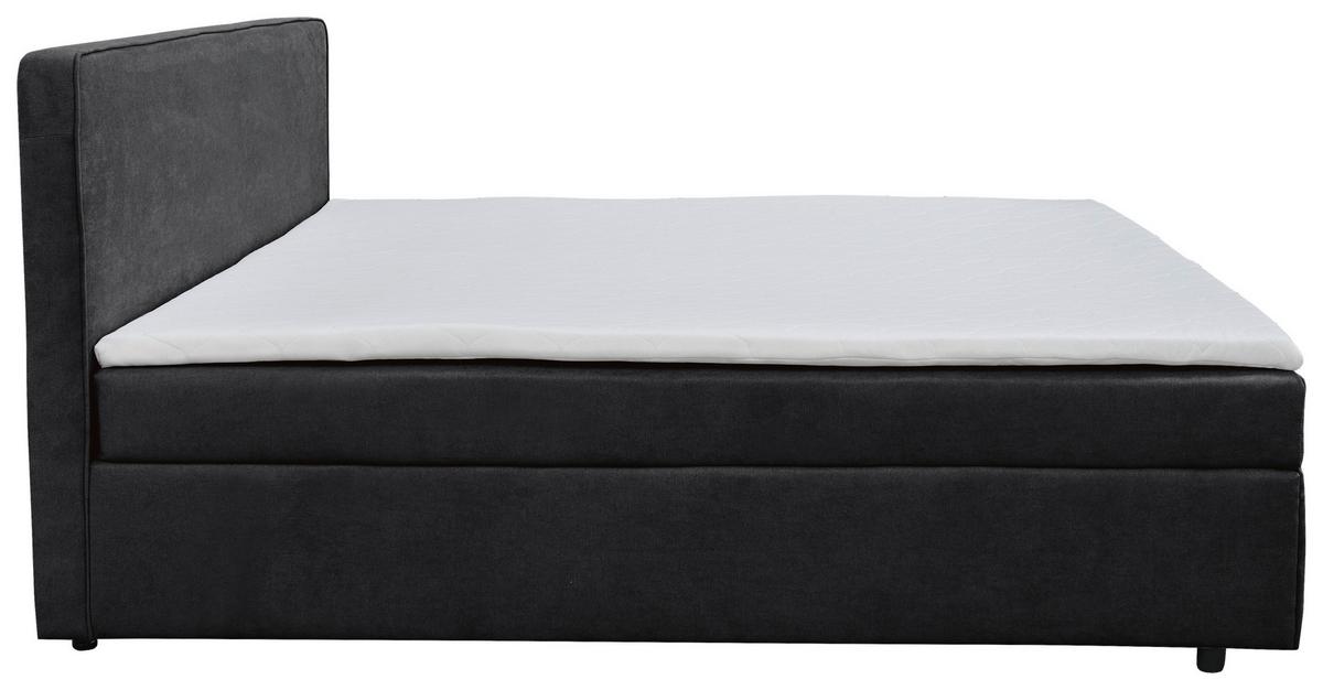Boxbett Jubi 160-A - Anthrazit/Schwarz, KONVENTIONELL, Holz/Textil (160/200cm)