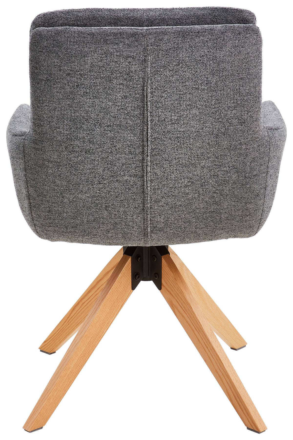 Armlehnstuhl Slide Grau B: 58 cm - Eichefarben/Grau, MODERN, Holz/Textil (58/91/63,5cm) - Livetastic