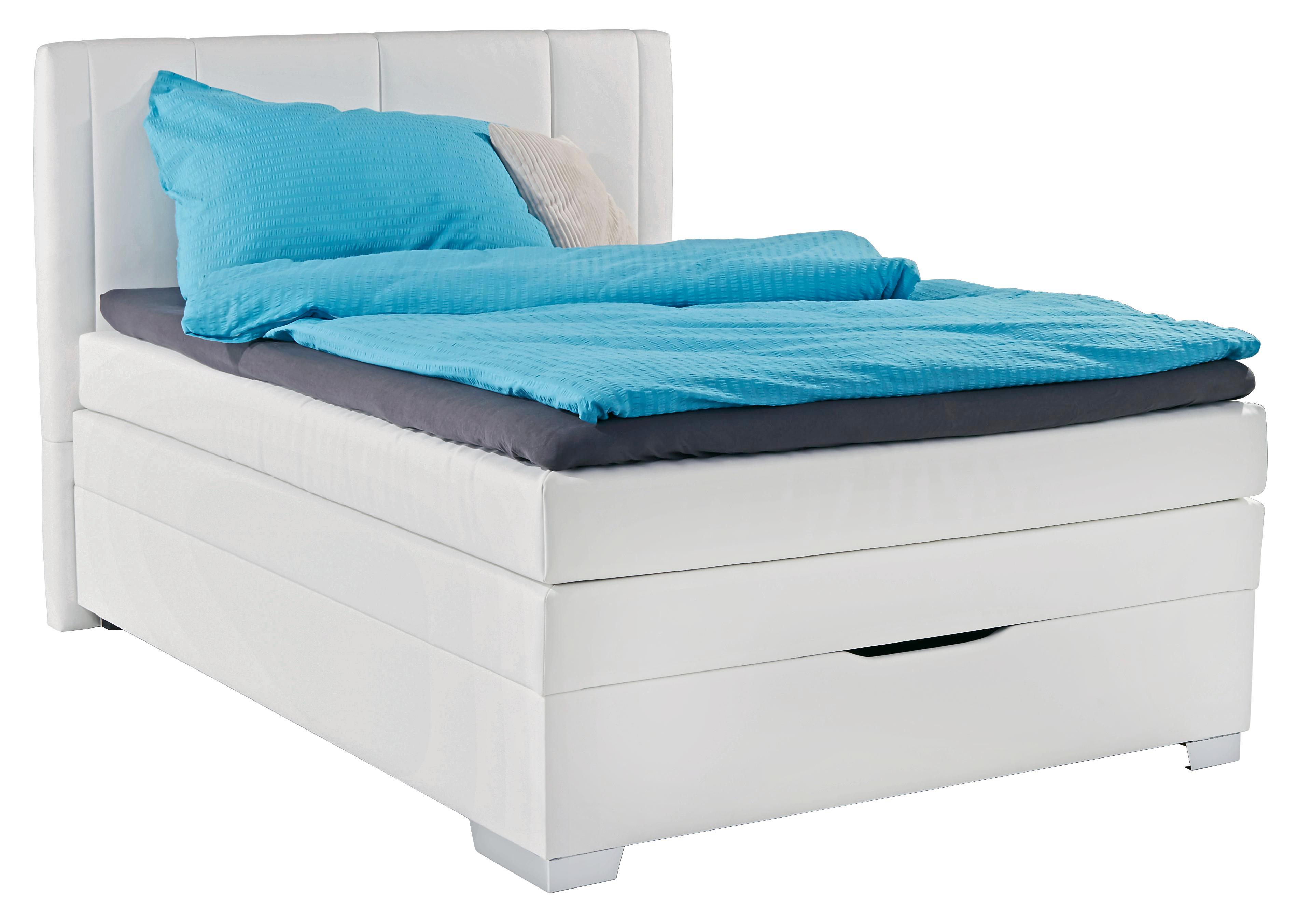 Boxsprin Ágy Madison - Fehér, modern, Fa/Textil (140/200cm)