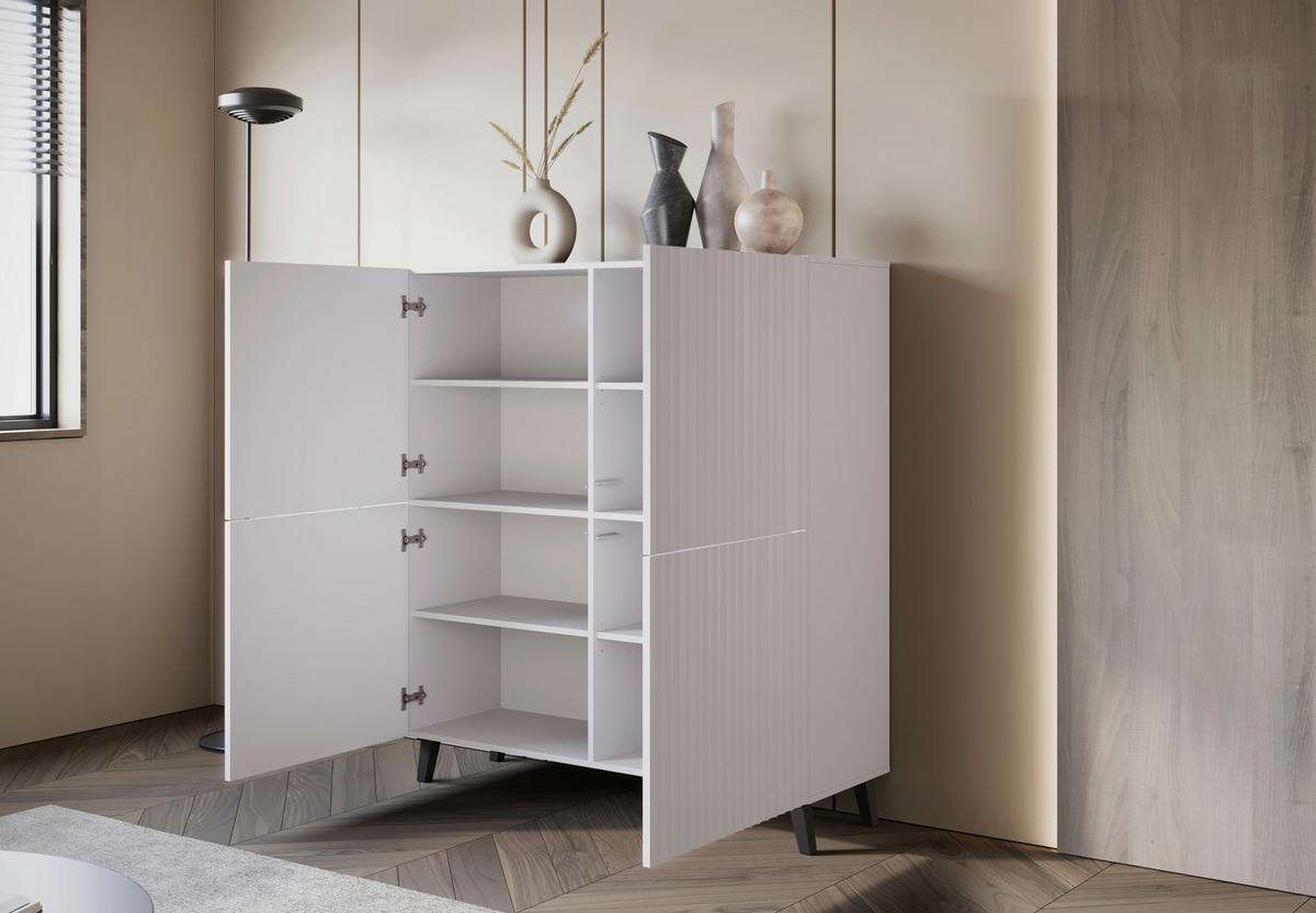 Vysoká komoda PHUKET š: 120 cm - čierna/biela, Design, kompozitné drevo/plast (120/132cm) - Livetastic