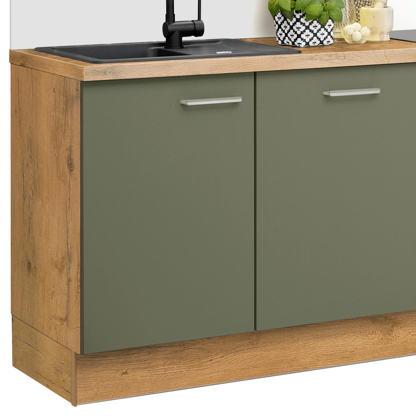 Küchenzeile Ip1200 mit Geräte B: 310 cm Terra Opal/Eiche - Eichefarben, Basics, Holzwerkstoff (310cm) - Impuls
