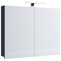 Spiegelschrank Badinos mit Led 2-Türig 60x59,2x12 cm - Schwarz, MODERN, Glas/Holzwerkstoff (60/59,2/12cm) - MID.YOU