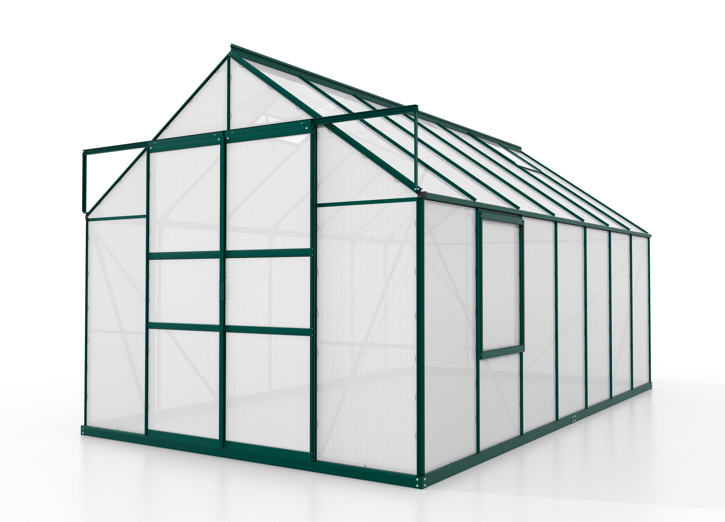 Klassisches Gewächshaus mit Giebeldach und Doppelschiebetür