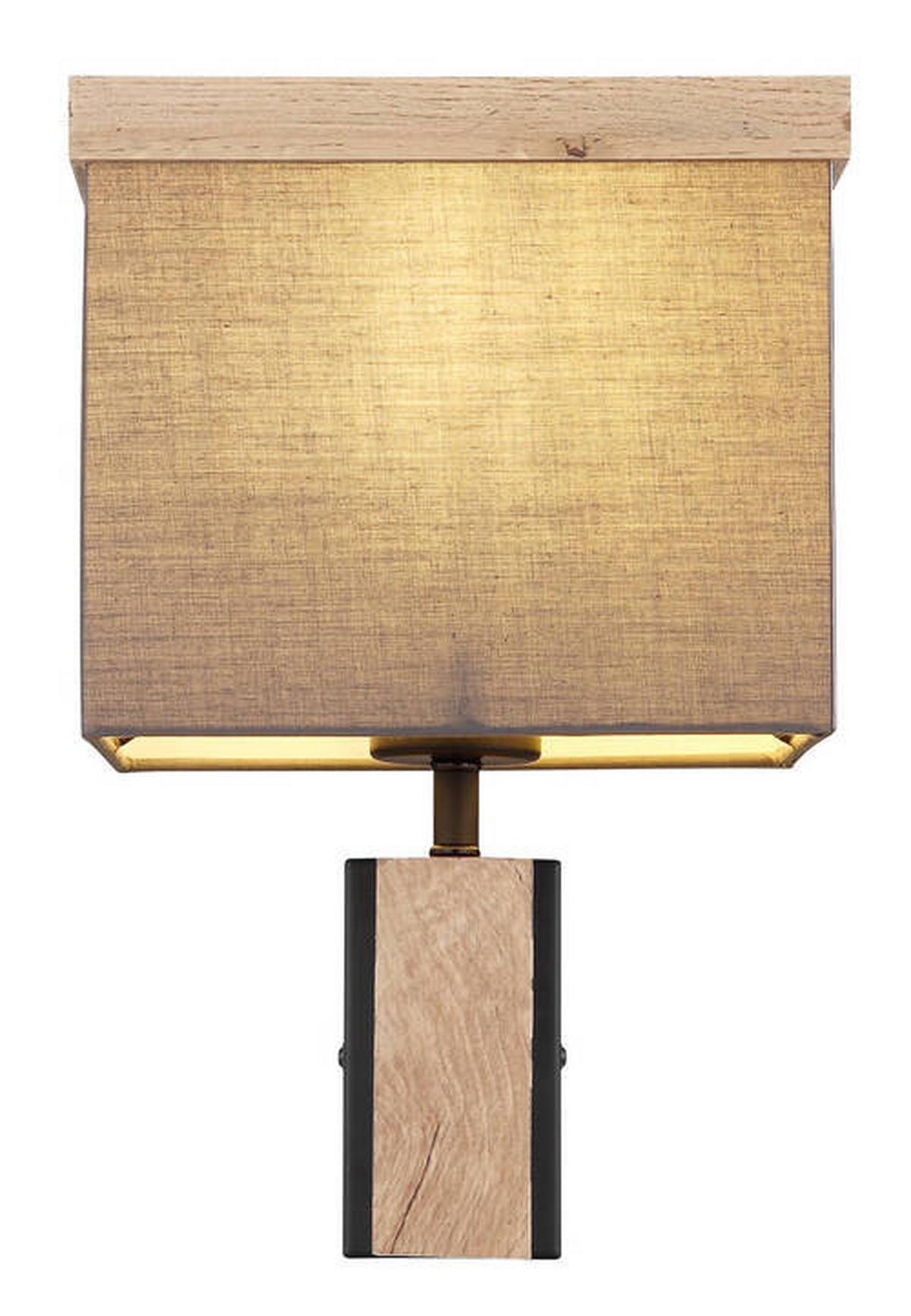 Wandleuchte 15578w - Anthrazit/Naturfarben, KONVENTIONELL, Holzwerkstoff/Textil (20/15/30cm) - Globo