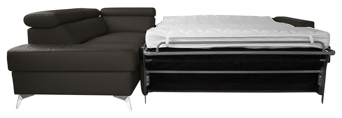 Ecksofa Mondo Dunkelbraun S: 208x286 Cm - Chromfarben/Dunkelbraun, Design, Leder/Textil (208/286cm) - Livetastic