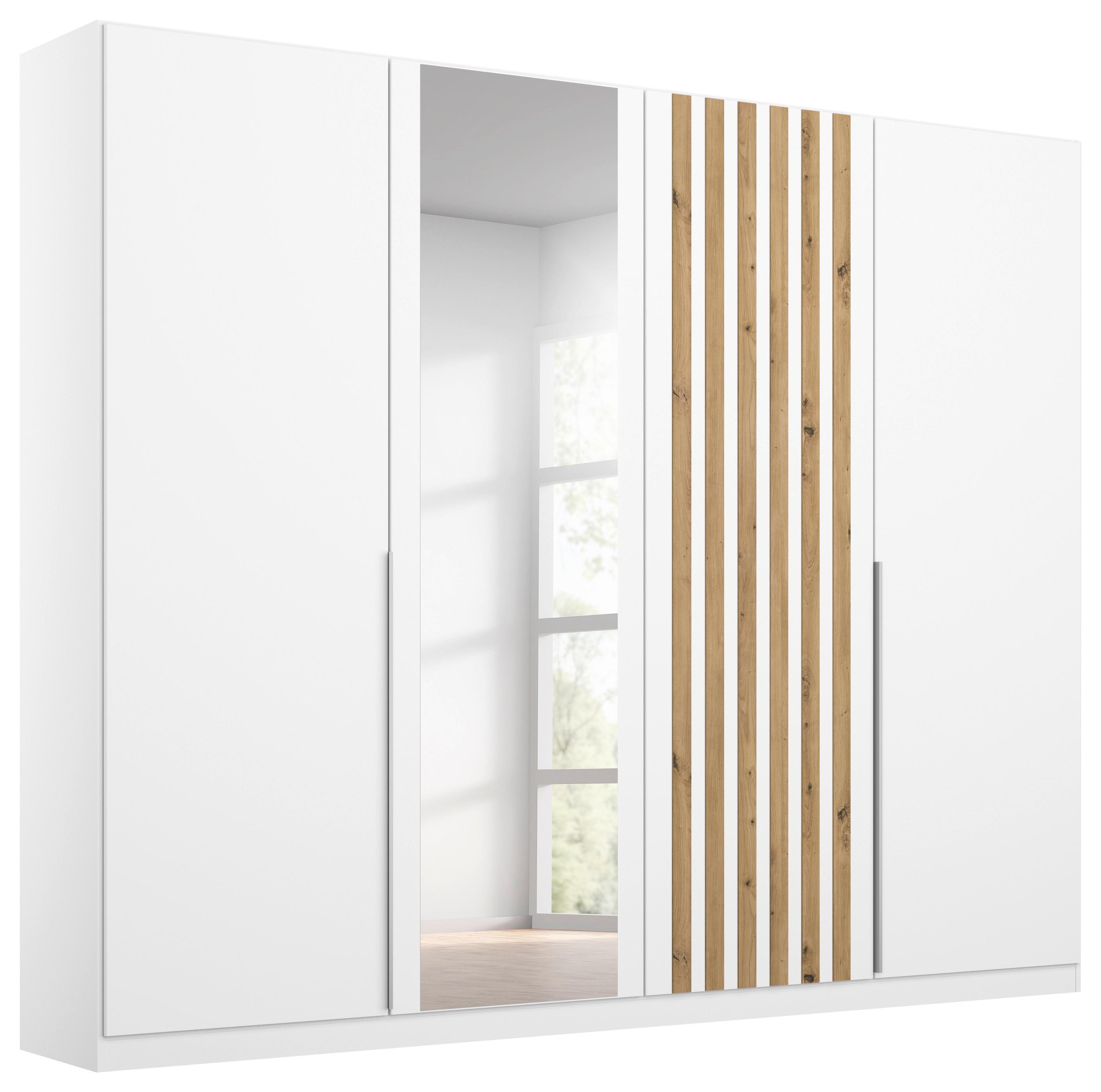 Drehtürenschrank 226 cm Lamella Weiß/Eiche Dekor - Weiß/Eiche Artisan, MODERN, Holzwerkstoff (226/210/54cm) - Rauch Möbel