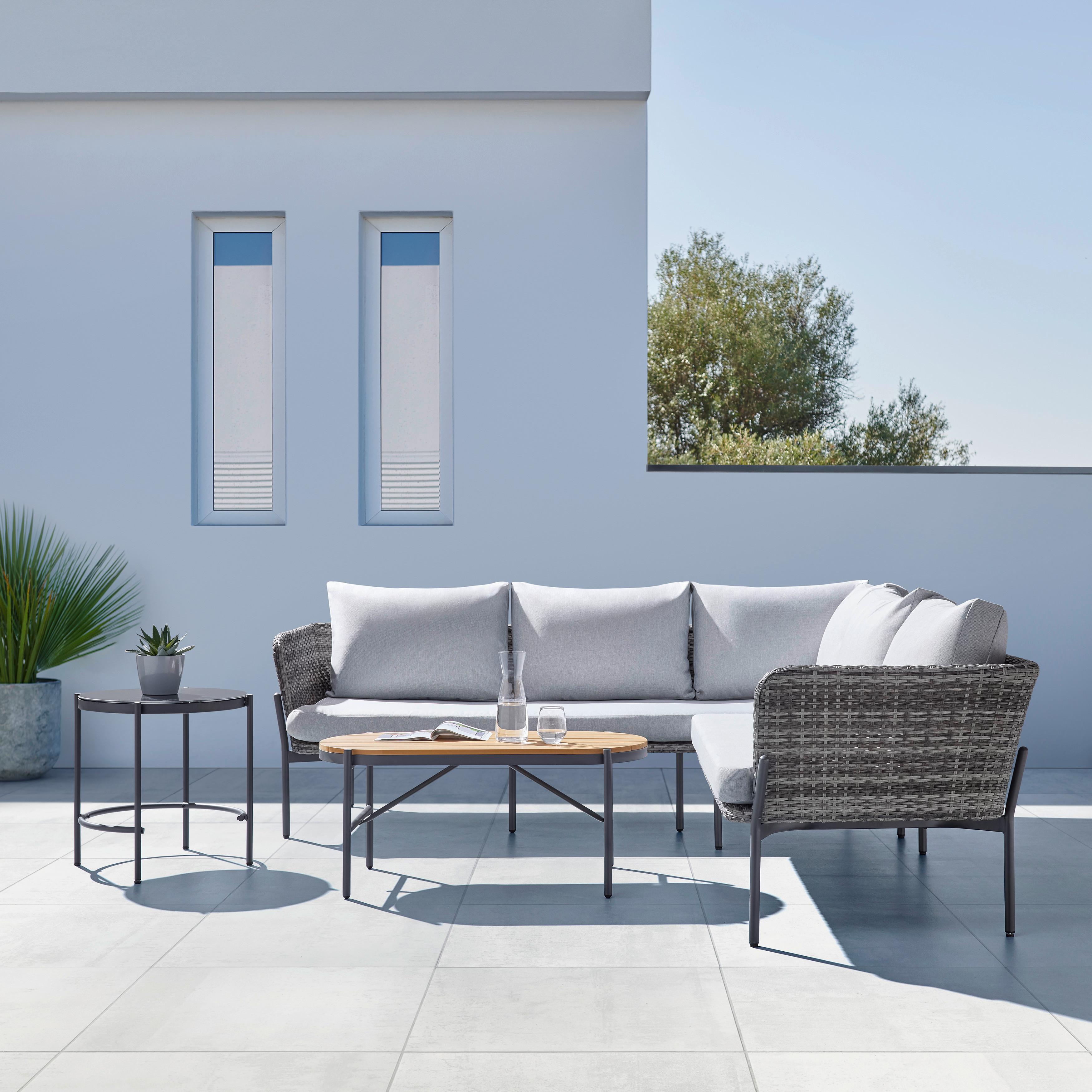 Zahradní sedací souprava ZOPHIA - šedá/černá, Moderní, kov/textil (294/68/77cm) - Bessagi Garden