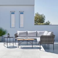 Zahradní sedací souprava ZOPHIA - šedá/černá, Moderní, kov/textil (294/68/77cm) - Bessagi Garden