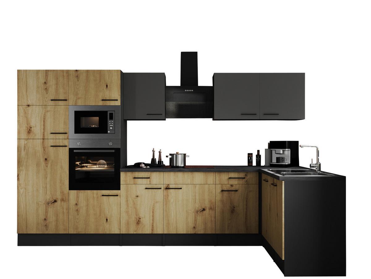 Eckküche Oliver Grau, Artisan Dekor S: 340x172 Cm - Eiche Artisan/Grau, Design, Holzwerkstoff (340/172cm) - Respekta