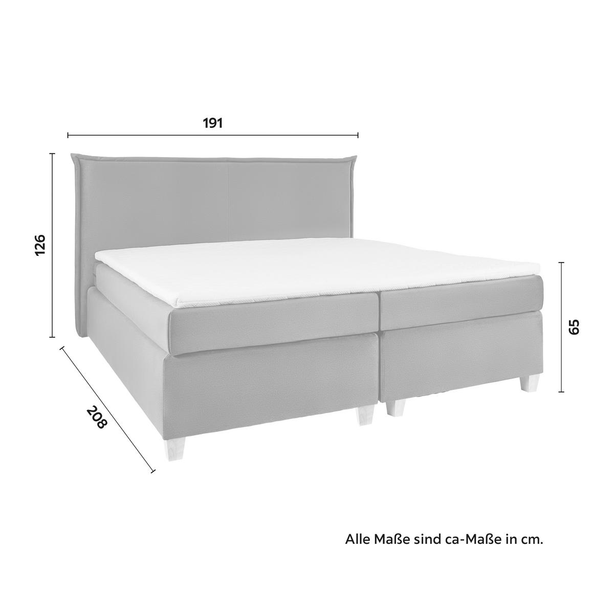 Manželská boxspring postel RINA, 180x200, šedá - šedá/přírodní barvy, Moderní, dřevo/textil (180/200cm)