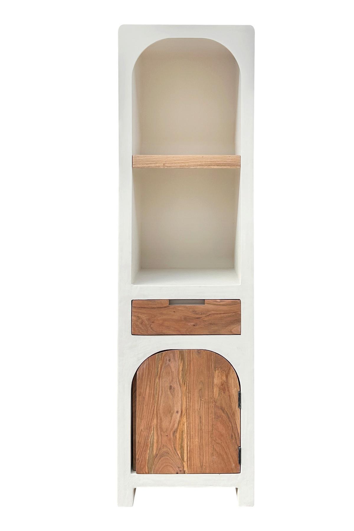 HOCHSCHRANK Naturfarben/Weiß B: 50cm - Weiß/Naturfarben, Design, Holz/Holzwerkstoff (50/175/40cm) - MID.YOU