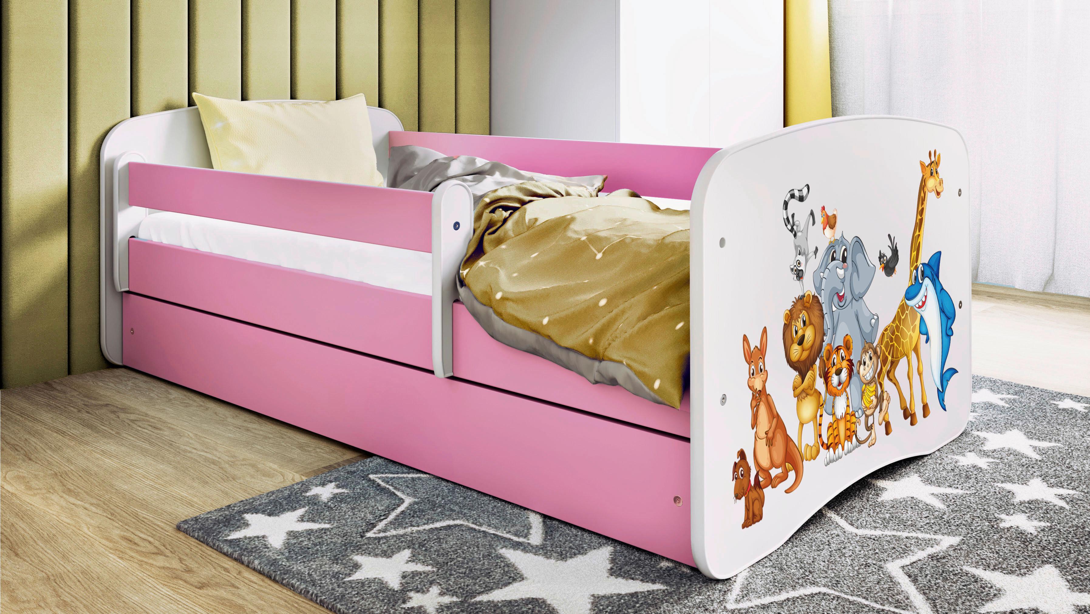 Kinder-/Juniorbett Babydreams inkl. Matratze 80x160 - Pink/Birkefarben, MODERN, Holz/Holzwerkstoff (80/160cm) - MID.YOU
