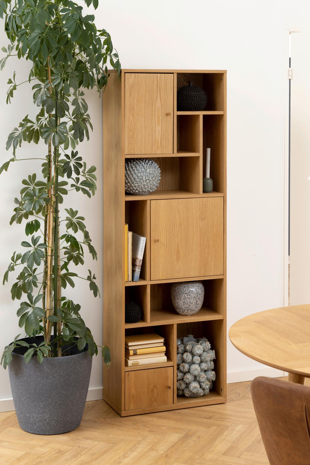 Regál RANGOON dyha - prírodná farba, Design, drevo (60,5/180/30cm) - MID.YOU