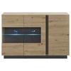 Sideboard Clair Grau/Eiche Dekor B:138cm - Eiche Artisan/Grau, Design, Glas/Holzwerkstoff (138/91/40cm) - MID.YOU