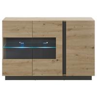 Sideboard Clair Grau/Eiche Dekor B:138cm - Eiche Artisan/Grau, Design, Glas/Holzwerkstoff (138/91/40cm) - MID.YOU