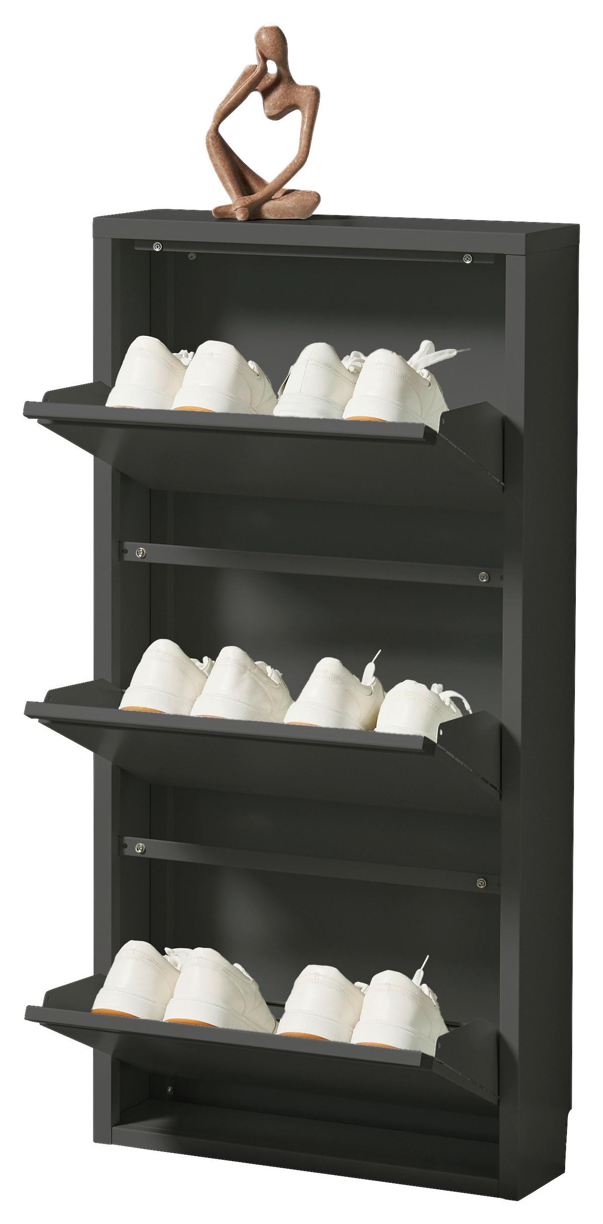 Vyklápěcí botník BERT antracit - antracitová, Konvenční, kov (51/104/16cm) - Mömax