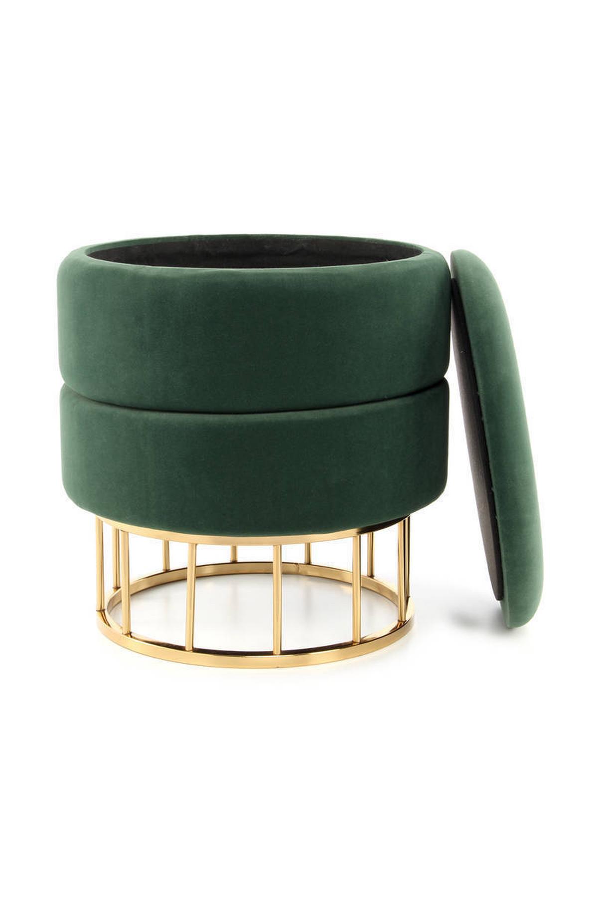 Hocker Pouf Samt/Eisen Grün/Goldfarben H: 41 cm - Goldfarben/Grün, Basics, Holzwerkstoff/Kunststoff (37,5/41/37,5cm) - Kayoom