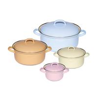 Riess Kochtopfset 8-tlg. Eisen Induktion 4 Deckel - Gelb/Goldfarben, Basics, Metall (38/29/28,5cm) - Riess