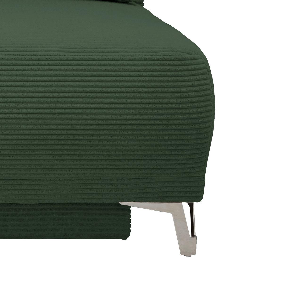 Schlafsofa Ari Grün Cord, B: 198 cm - Chromfarben/Grün, MODERN, Textil (198/90/100cm) - Livetastic