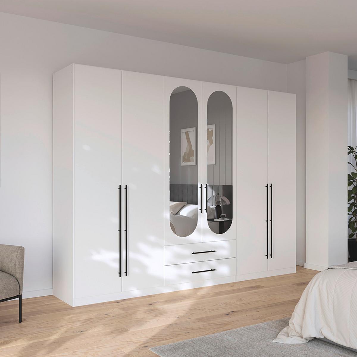 ŠATNÍ SKŘÍŇ S OTOČNÝMI DVEŘMI VELORA, šířka 271 cm - bílá/černá, Konvenční, kov/kompozitní dřevo (271/210/54cm) - Mömax