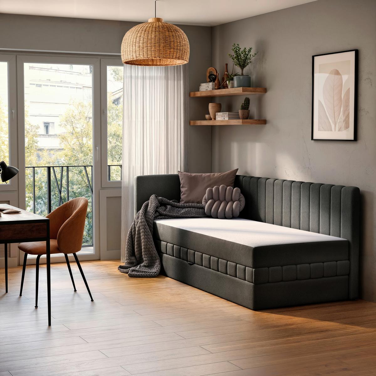 Schlafsofa Roma, Grau B: 212 cm - Schwarz/Grau, Design, Textil (99/83/212cm) - MID.YOU