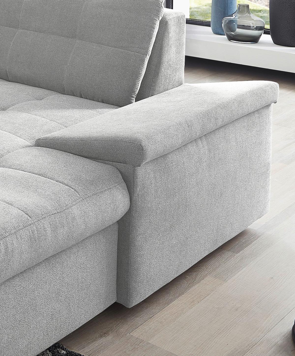 Wohnlandschaft Zira Mit Schlaffunktion Silberfarben - Chromfarben/Silberfarben, Design, Textil (212/330/169cm) - Livetastic